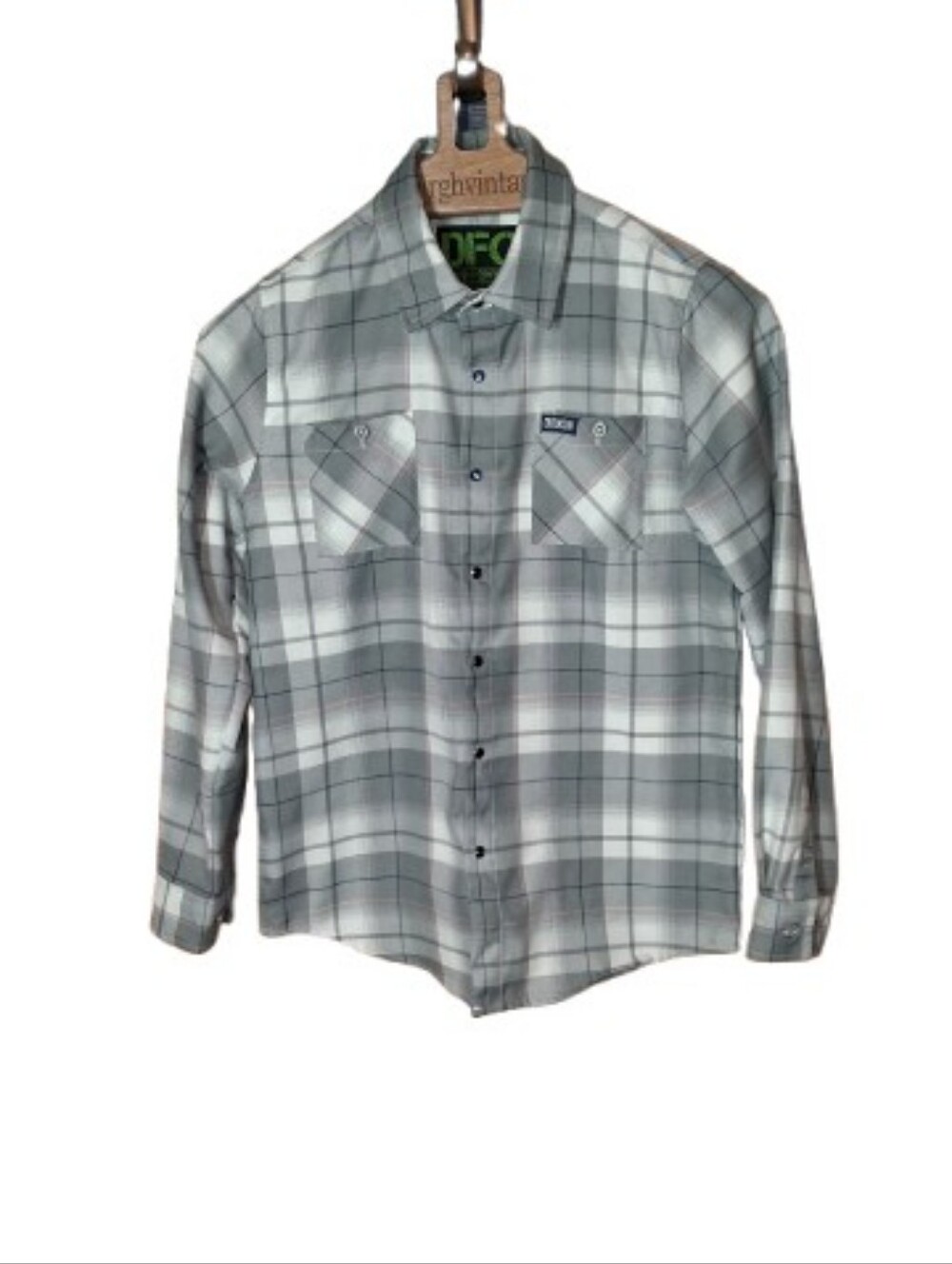 Dixxon Daybreak Flannel Youth Large Gray/White/Pink Plaid